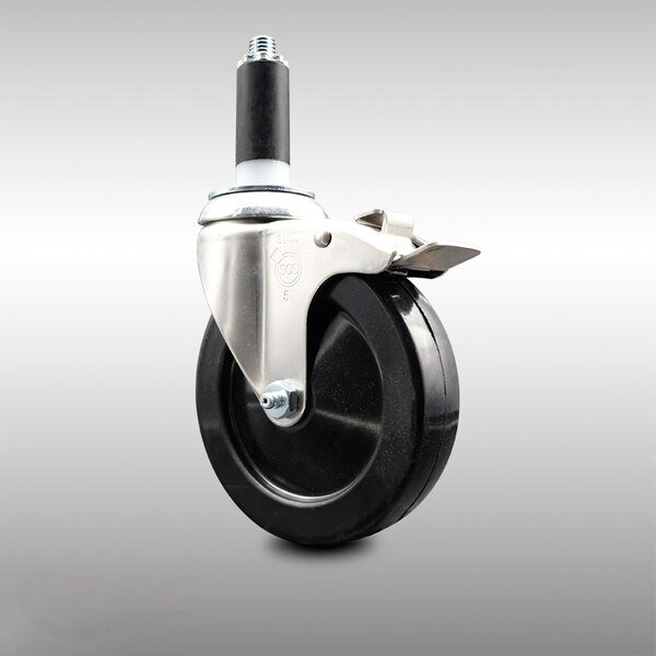 5 Inch 316SS Soft Rubber Swivel 1 Inch Expanding Stem Caster Lock Brake SCC, Service Caster, Mfr#: SCC-SS316TTLEX20S514-SRS-1